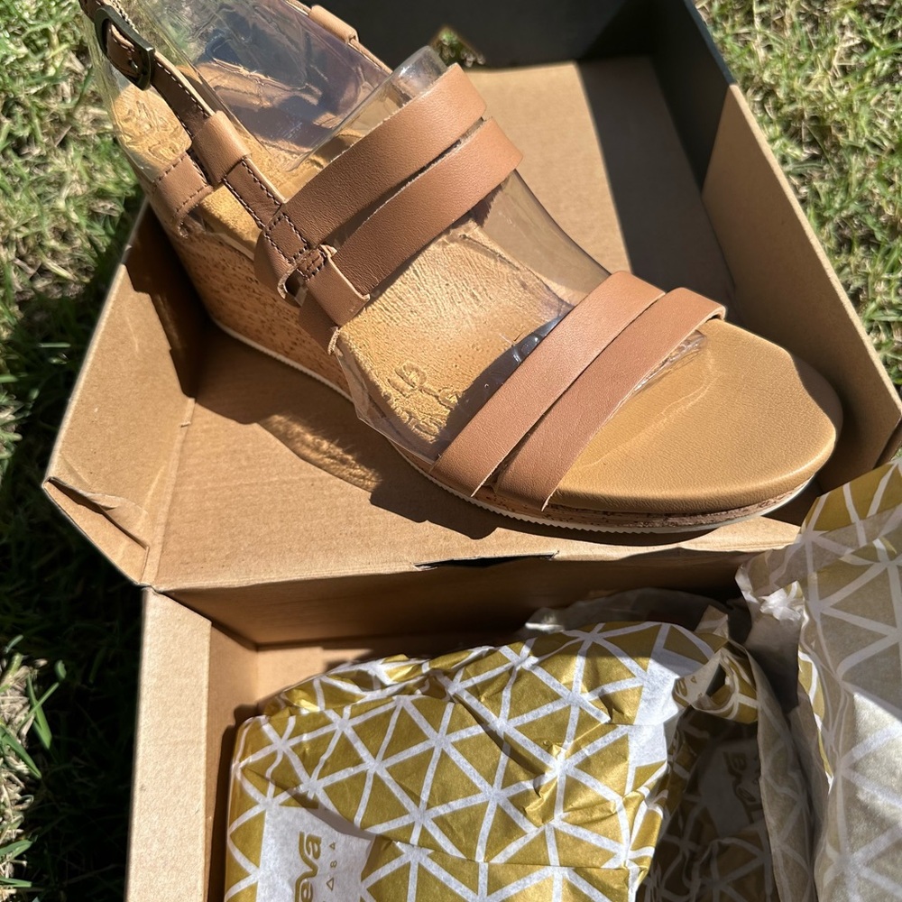 Teva Arrabelle Tan Leather Wedge Sandals